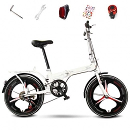 DGPOAD Folding Bike DGPOAD Folding Mountain Bike, 6-Speed Unisex Adult Bicycle, 20 Inches Off-road MTB Bike, Foldable Commuter Bike / white