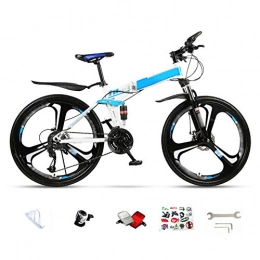 DGPOAD Bike DGPOAD Lightweight Folding MTB Bike, 24 Inches, 26 Inches, Foldable City Commuter Bicycles, Double Disc Brake, 30 Speed Mens Womens Mountain Bike / blue / 24