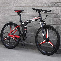 DGPOAD Bike DGPOAD Mountain Bike Folding Bikes, 27-Speed Double Disc Brake Full Suspension Bicycle, 26 Inch, Double Disc Brake, Off-Road Variable Speed Bikes for Men And Women / Red