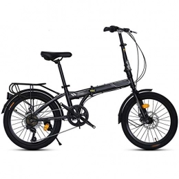 DGPOAD Folding Bike DGPOAD Mountain Bike Folding Bikes, 7-Speed Bicycle, 20 Inch Off-Road Variable Speed Bikes for Men And Women, Double Disc Brake / Black