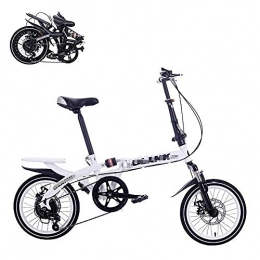 DIELUNY Bike DIELUNY Folding Adult Bicycle, 14 / 16-inch Portable Bicycle, 6-speed Speed Regulation, Dual Disc Brakes, Adjustable Seat, Quick Folding Shock-absorbing Commuter Bike