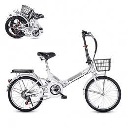 DIELUNY Folding Bike DIELUNY Folding Adult Bicycle, 20-inch 6-speed Finger-shift Speed Adjustable Seat, Rear Shock Absorber Spring, Comfortable and Portable Commuter Bike