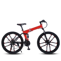 DIOTTI  DIOTTI Folding Bicycle 26 Inch 24 Inch Ten-knife Wheel Red Variable Speed Shock-absorbing Bicycle Disc Brake Mountain Bike (24)