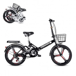 DLILI Foldable adult bike, 20-inch 6-speed integration bike with variable speed, freely installable commuter bike, adjustable and comfortable seat cushion