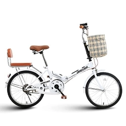 DODOBD Bike DODOBD Foldable Bike 20 Inch, Adult Portable City Bicycle, Carbon Steel Bicycle Unisex Folding Bicycle, Folding Bike for Men Women Students and Urban Commuters, White