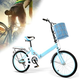 DORALO Folding Bike DORALO Folding Bicycle City Compact Bike, Lightweight Variable Speed Bike with Cycling Baskets, Suitable for Students with A Height of 130-155Cm, Folded Size: 90×105Cm, Blue