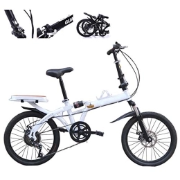 DORALO Folding Bike DORALO Folding Bike Cycling Commuter Foldable Bicycle, Lightweight Folding Bike with Cup Holder And Rear Rack, Portable Bicycle for Student Office Worker Urban Environment, White, 16 inch