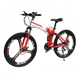 Bdclr Bike Double Disc Brake Double Shock Absorption Foldable 26 Inches 27 Speed Overall Wheel Three-Knife Wheel Mountain Bike, Red