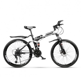 DGAGD Folding Bike Double shock-absorbing integrated wheel cross-country folding mountain bike bicycle spoke wheel-Black and white_27 speed