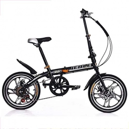 DPGPLP Bike DPGPLP 14 / 16 Inch Folding Speed Bicycle - Folding Bicycle Speed Adult Male Girl Mountain Bike Single Speed Car Speed Car, Black, 16inches