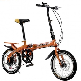 DPGPLP Bike DPGPLP 14 Inch 16 Folding Speed Bicycles for Men And Women Children's Anti-Skid Shock Absorbers Mountain Bike - Wear-Resistant Anti-Skid Foldable, Orange, 14inches