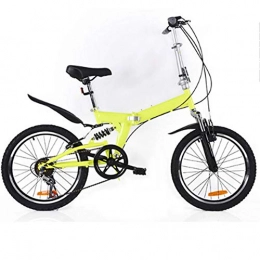 DPGPLP Bike DPGPLP 20 Inch Folding Bicycle Shifting - Male And Female Bicycles - Adult Children Students High Carbon Steel Damping Mountain Bike, Yellow