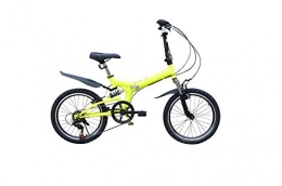 DPGPLP Folding Bike DPGPLP 20 Inch Folding Bicycle Shifting - Male And Female Bicycles - Adult Children Students High Carbon Steel Front And Rear Shock Absorber Mountain Bike, Yellow