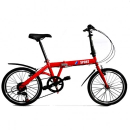 DPGPLP Folding Bike DPGPLP 20 Inch Folding Bicycle Shifting - Male And Female Bicycles - Adult Children Students High Carbon Steel One Arm Shift Folding Mountain Bike, Red