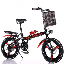 DPGPLP Folding Bike DPGPLP 20 Inch Folding Bicycle Shifting - Men And Women Bicycle - Disc Brakes Adult Ultra Light Children Students Portable with Small Bicycle, Red, 20inchonewheel