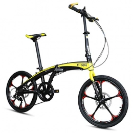 DPGPLP Bike DPGPLP 20 Inch Folding Bicycle Shifting - Men's And Women's Bicycles - Adult Children's Students Aluminum Ultralight Portable Folding Bicycle, Yellow