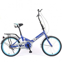DPGPLP Bike DPGPLP 20-Inch Folding Speed Bicycle - Adult Folding Bicycle Bicycle Women's Student Ladies Single Speed Variable Speed Shock Absorber Bicycle Portable Commuter Car, Blue, singlespeed
