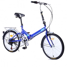 DPGPLP Bike DPGPLP 20-Inch Folding Speed Bicycle - Adult Folding Bicycle Bicycle Women's Student Ladies Single Speed Variable Speed Shock Absorber Bicycle Portable Commuter Car, Blue, sixspeed