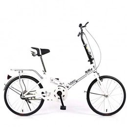 DPGPLP Folding Bike DPGPLP 20-Inch Folding Speed Bicycle - Adult Folding Bicycle Bicycle Women's Student Ladies Single Speed Variable Speed Shock Absorber Bicycle Portable Commuter Car, White, singlespeed