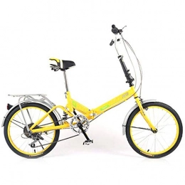 DPGPLP Folding Bike DPGPLP 20-Inch Folding Speed Bicycle - Adult Folding Bicycle Bicycle Women's Student Ladies Single Speed Variable Speed Shock Absorber Bicycle Portable Commuter Car, Yellow, singlespeed