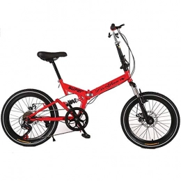 DPGPLP Bike DPGPLP 20-Inch Folding Speed Bicycle - Adult Folding Bicycle - Folding Bicycle for Men And Women Students Damping Shifting Disc Brakes, Red
