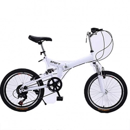 DPGPLP Bike DPGPLP 20-Inch Folding Speed Bicycle - Adult Folding Bicycle - Free Installation Folding Speed Mountain Bike Adult Car, White
