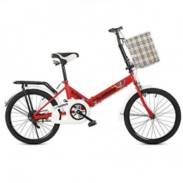 DPGPLP Bike DPGPLP 20-Inch Folding Speed Bicycle - Student Folding Bike for Men And Women Folding Speed Bicycle Damping Bicycle, Red, noshockabsorption