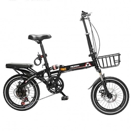 DPGPLP Folding Bike DPGPLP 20 Inch Men And Women Folding Bicycle - Variable Speed Mountain Bike Adult Off-Road Speed Male And Female Students Fast Bicycle, Black, 16inches