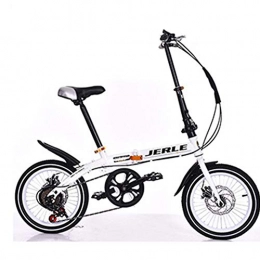 DPGPLP Folding Bike DPGPLP Folding Bicycle-Folding Car 14 Inch 16 Inch Disc Brake Speed Bicycle Adult Children Bicycle Student Bicycle, White, 14inchshift