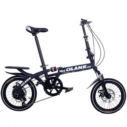 DPGPLP Folding Bike DPGPLP Folding Variable Speed Bicycle - Women's Folding Bicycle 16 Inch Variable Speed Shock Absorption Adult Student Children, Black