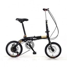 DQWGSS Folding Bike DQWGSS 14-Inch Folding Bike, Portable Ultra-Light Variable Speed Adult Folding Bike, Adjustable Handlebars And Seat, Suitable for Teenagers And Adults, Black