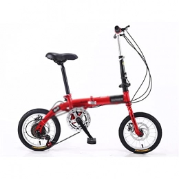 DQWGSS Bike DQWGSS 14-Inch Folding Bike, Portable Ultra-Light Variable Speed Adult Folding Bike, Adjustable Handlebars And Seat, Suitable for Teenagers And Adults, Red