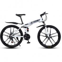 DQWGSS Folding Bike DQWGSS 26-Inch Carbon Steel Folding Bicycle, Portable Shock-Absorbing Bicycle, One-Wheel Variable Speed Adult Bicycle, Suitable for Teenagers And Adults, White, 24 speed