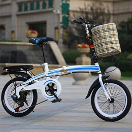 DQWGSS Folding Bike DQWGSS Adult Folding Bike Lightweight with Safety Brake Adjustable Seat and Handlebar Foldable Road Bike for Men Women Teen, Blue, Variable speed