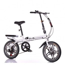 DQWGSS Folding Bike DQWGSS Adult Folding Bike Lightweight with Safety Brakes and Shock Absorbers Adjustable Seat and Handlebar Foldable Road Bike for Men Women Teen, White, S