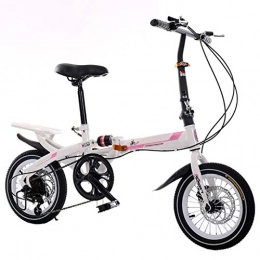 DQWGSS Folding Bike DQWGSS Adult Folding Bike Variable Speed with Safety Brakes and Shock Absorbers Adjustable Seat and Handlebar Foldable Road Bike for Men Women Student, white and pink, Style 2