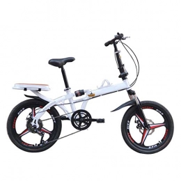 DQWGSS Bike DQWGSS Adult Folding Bike Variable Speed with Safety Brakes and Shock Absorbers Adjustable Seat and Handlebar Foldable Road Bike, White, S
