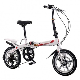DQWGSS Folding Bike DQWGSS Adult Folding Bike with Shock Absorbers and Safety Brakes Adjustable Seat and Handlebar Foldable Road Bike for Men Women Student, white and red, L