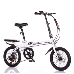 DQWGSS Folding Bike DQWGSS City Folding Bike Adults Lightweight Adjustable Seat and Handlebar with Safety Brakes Road Bike for Men Women Kids, White, L