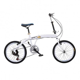 DQWGSS Bike DQWGSS Folding Bike 6 Speed V-Brakes City Road Bike Foldable for Men Women Child Adjustable Seat and Handlebar White