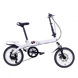 DQWGSS Folding Bike DQWGSS Folding Bike Adult 6 Speeds with Shock Absorbers and Safety Brakes Adjustable Seat and Handlebar Foldable Road Bike for Men Women Teen, White