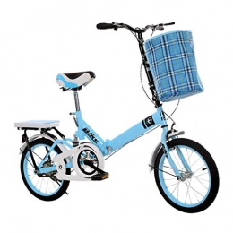 DQWGSS Folding Bike DQWGSS Folding Bike Adults Lightweight Mini Adjustable Seat and Handlebar with Safety Brakes Road Bike for Men Women Kids, Blue