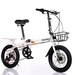 DQWGSS Bike DQWGSS Folding Bike, Unisex Carbon Steel Bike, Variable Speed One-Wheel Folding Bike, Used for Outdoor And Exercise, White, 16in
