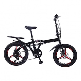 DQWGSS Bike DQWGSS Folding Bike Variable Speed with Safety Brakes and Shock Absorbers Adjustable Seat and Handlebar Foldable Road Bike for Adult Teen, Black, L