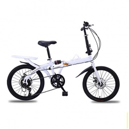 DQWGSS Bike DQWGSS Folding Bike Variable Speed with Safety Brakes and Shock Absorbers Adjustable Seat and Handlebar Foldable Road Bike for Men Women Teen, White, S