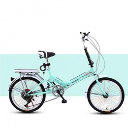 DQWGSS Folding Bike DQWGSS Mini Folding Bike Adult 7 Speeds with Safety Brakes and Shock Absorbers Adjustable Seat and Handlebar Foldable Road Bike for Men Women Teen, Green
