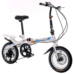 DQWGSS Bike DQWGSS Road Folding Bike Adult with Safety Brakes and Shock Absorbers Variable Speed Adjustable Seat and Handlebar Foldable City Bike for Men Women Student, white and blue, Style 1