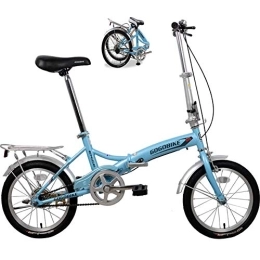 DRAGDS Bike DRAGDS 16Inch Mini Girl's Folding Bike, Children Commuter Single-Speed V-Brake of Carbon Steel Frame Adult Bicycle, Lightweight City Road Cycling with Anti-Skid Tire, 16 inch
