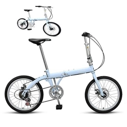 DRAGDS Folding Bike DRAGDS 20Inch 6 Speed Folding Bike, Lightweight Variable Speed Bicycle, Double Disc Brake Portable Bicycle of Adjustable Seat for Teen and Student, 20 inch