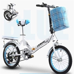 DRAGDS Folding Bike DRAGDS 20Inch Folding Bicycle Bike, Adult City 6-Speed Variable Bicycle, Portable Student Folding Carrier Bicycle of Free Installation Shock Bike, 20 Inch / 6 Speed